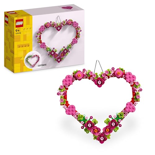 LEGO Iconic Herz-Deko - Spielzeug für Kinder - Geschenk für Mädchen und Jungen ab 9 Jahren - Deko Wohnzimmer - Geschenkidee zum Geburtstag - Modellbau Herz Ornament zum Bauen und Ausstellen 40638