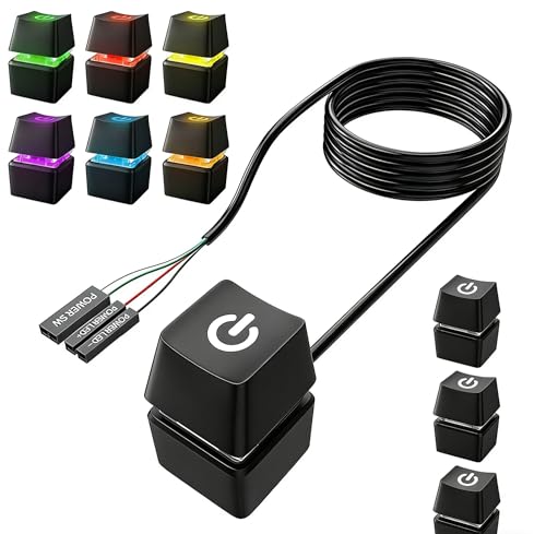 PC Power Button, Netzschalter für Desktop Computers PC, Desktop-Computer, Externer Fernstart Motherboard On Off Switch PC Komponenten Einschalter 2M Verlängerungskabel mit LED Licht
