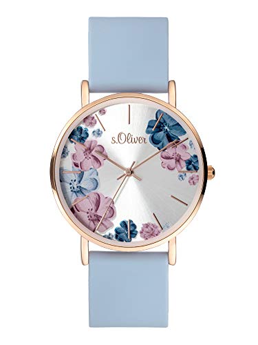 s.Oliver Damen Analog Quarz Uhr mit Silicone Armband SO-4079-PQ