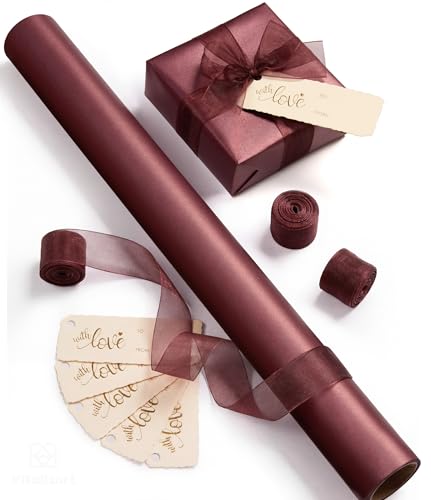 Vitalizart Burgunderrotes Perlglanz-Geschenkpapier 43 cm x 5 m