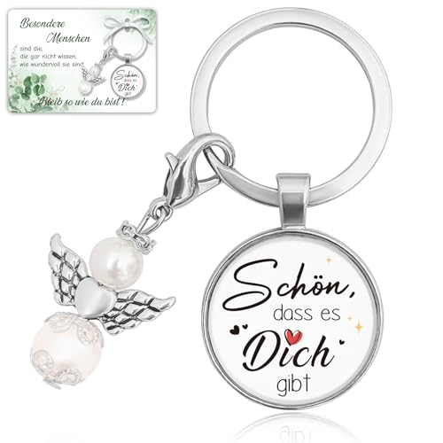 Geschenke für Frauen Freundin, Geburtstagsgeschenk für Frauen, Schutzengel Schlüsselanhänger Beste Freundin Geschenke, Kleine Geschenke für Frauen Freundin Muttertag Mama - Schön dass es Dich gibt