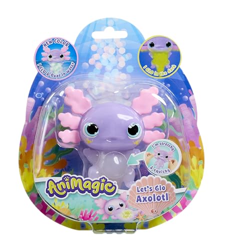 Animagic Let’s Glo Axolotl – Lila Pastell, Elektronisches Haustier Kinder ab 4 Jahren, Sensorisches Spiel & Taktile Erfahrung, Leuchte im Dunkeln, Kuscheltier DASS Schwimmt & Leuchtet im Wasser