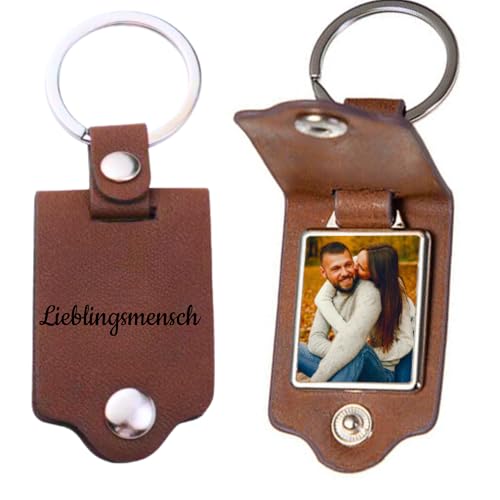 MyPrezzie Schlüsselanhänger personalisiert mit Foto - individueller Schlüsselanhänger mit Bild aus Leder - Geschenkideen zum Vatertag - Foto Geschenkideen - Schlüsselanhänger mit Gravur