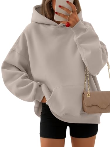 EFAN Y2k Damen-Kapuzenpullover, übergroße Sweatshirts, Fleecepullover, langärmelig, mit Taschen, Winter-/Herbst-Outfits, Kaffeegrau, M