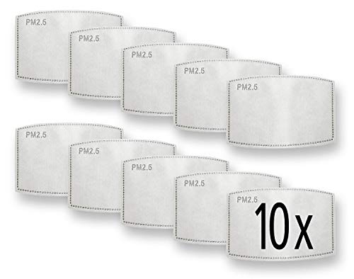 Luftty Behelfs Mundschutz, Mund und Nasenschutz mit Filter | Community Maske | Gesichtsmaske waschbar mit verstellbaren Ohrschlaufen | Innen Baumwolle, außen Polyester (XFilter - 10er Pack)