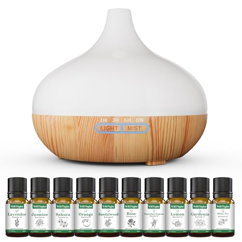 Aroma Diffuser Set für ätherische Öle 500ml Fernbedienung 14 LED Farben 4 Timer Einstellungen Raumduft Ideal für Entspannung, Wellness & Aromatherapie