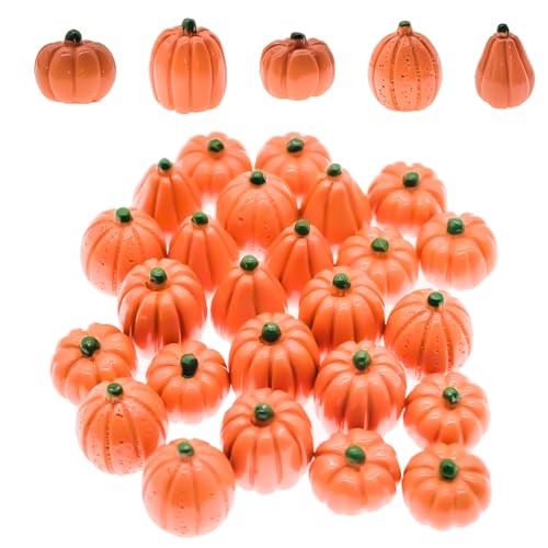 Tuxuzal 30 Stück Kleine Kürbis Deko Herbstdeko Kürbisse Ornamente Halloween Deko Herbst Plastik Kürbis Dekoration Künstliche Kürbisse für Thanksgiving Halloween Weihnachten