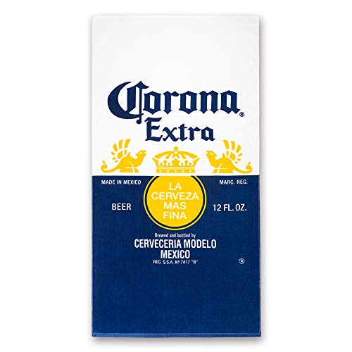 Corona Logo Strandtuch, 76,2 x 152,4 cm, 100% Baumwolle, Bieretikett, Pool-Handtuch, Reisen, Camping, See (76,2 x 152,4 cm, blau)