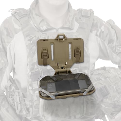 Taktische Molle-Telefonhalterung, Halterung, Plattenträger-Westenbefestigungen, faltbar, universal, taktische Brustplatte, Handyhalterung, Halterung für Bildschirmgröße 11,9 cm - 17 cm, T,