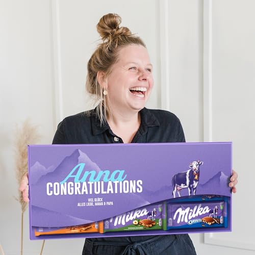 Riesen Milka Schokoladentafel personalisiert mit Namen & Botschaft - Personalisiertes XL Mega Milka Schokoladengeschenk mit 9 Schokoladentafeln, Geschenke für Frauen & Männer, Ostergeschenke 900 Gramm