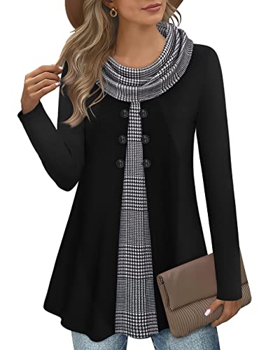 Gaharu Winter Langarm Longpulli Damen Lässig für Leggings,Herbst Damen Tunika Große Größen Baumwolle Strick Pullover Damen für Arbeit Kleidung Frauen Pulli Tailliert Damen Turtleneck Hoodie