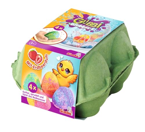 Simba Glibbi Blubber Ei, Vier lustige Badebomben in Eiform färben das Wasser und Lassen es sprudeln, ab 3 Jahren