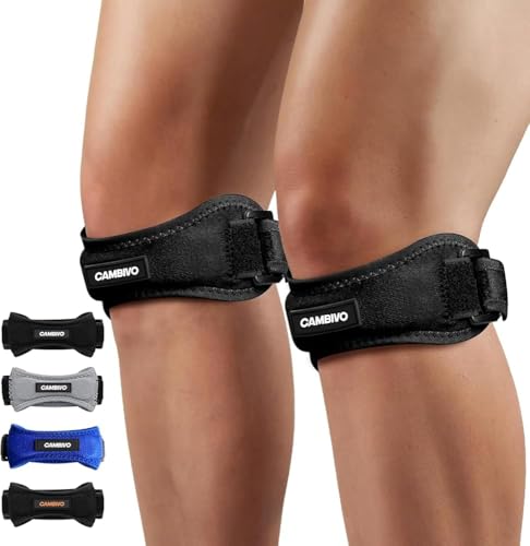 CAMBIVO 2 x Patellasehnenbandage, Knee Support, Patella Kniebandage, Verstellbare Bandage Knie für Damen und Männer beim Sport, Wandern, Fitness, Baseball, Volleyball