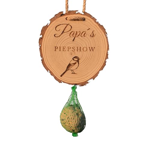 Geschenk für Papa Garten | lustige Männer Geschenke Geburtstag | Geburtstagsgeschenk Vater | Geschenkidee witzig |Bester Papas Piepshow | Meisenknödelhalter Holz zum Aufhängen