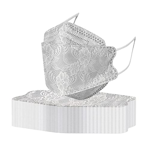 Wangely-Masken-220127 50 Stück Mundschutz Erwachsene mit Motiv Einweg 4-lagig Fischform Mund Nasenschutz Schöne Bedruckt Maske Mund-Tuch Bandana Halstuch Masken Schals (Z04), Einheitsgröße