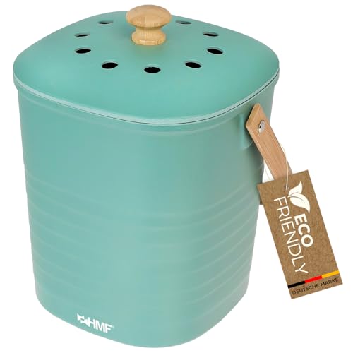 HMF Nachhaltiger Biomülleimer Küche, Geruchsdichter Komposteimer mit Deckel | 3 Liter | Grün