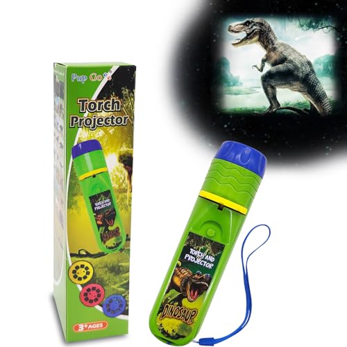 Pup Go Kinder Projektor Taschenlampe Dinosaurier mit 24 Bilder, Geschichte Diashow Beamer Spielzeuge für Kinder ab 3 Jahren, Wissenschaft Lehrreich Geschenk für Jungs und Mädchen