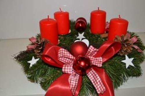 Adventskranz künstlich Landhaus rot 40 cm Weihnachten Advent Gesteck