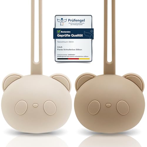 CAJA Schnullerbox 2er Set Schnulleraufbewahrung Silikon BPA frei hygienische Aufbewahrung für Babys und Kleinkinder Panda Design hochwertiges Baby Zubehör Geschenk zur Geburt und Baby Erstausstattung