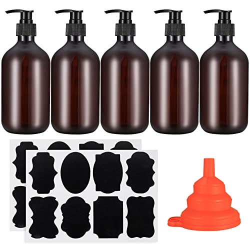5 Stück Seifenspender 500ml, Shampoo Flaschen zum Befüllen, Leer Pumpspender, Pumpflaschen, Lotion Pumpe Spender, Spülmittelspender für Küche Bad