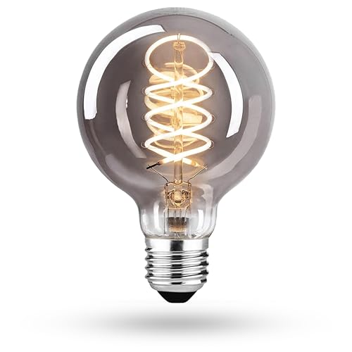 CROWN LED Vintage E27 Glühbirne - Edison Lampe Rauchgrau 2200K - Energieeffizient E-Klasse - Entspricht 45W - Retro Dimmbar aus Glas - 14.2x6.5 cm - Dekorative Nostalgie Innenbeleuchtung