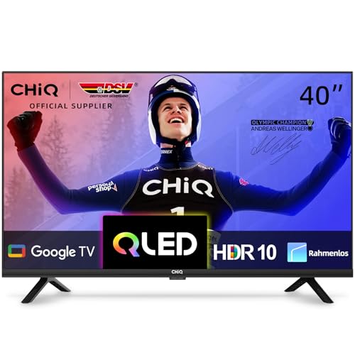 CHIQ TV 40 Zoll Full HD QLED TV, HDR10, Dolby Audio, Smart Fernseher mit Chromecast Built-in, DBX-tv, Triple Tuner(DVB-T2/C/S2), Schrawz