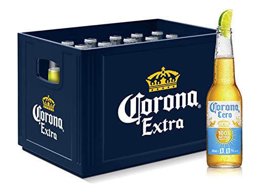 Corona Cero 0,0% Alkoholfrei Premium Lager Flaschenbier, MEHRWEG im Kasten, Internationales alkoholfreies Lager Bier mit 100% natürlichen Zutaten, 24er Kiste (24 x 0.355 l)