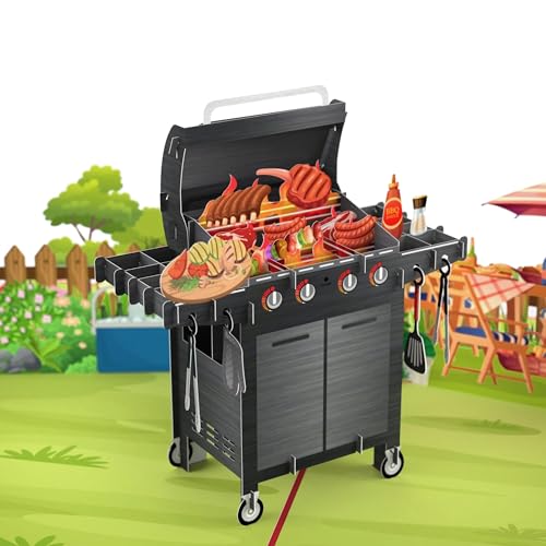 MOKIO® Pop-Up Karte – BBQ Grill – 3D Grußkarte zum Geburtstag, als Geburtstagskarte oder Gutschein zum Grillen im Garten