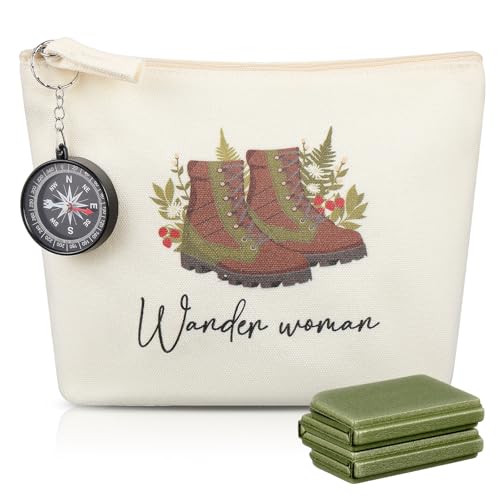 Namalu 4er Set Wandern Geschenke Enthalten Wasserdicht Wetterfest Sitzkissen Outdoor Faltbar Kompass Wundertüte Wander Woman Canvas Tasche Regenponcho Wanderzubehör für Damen(Grün,XPE Ultralight)