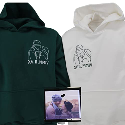 AKDOGAN Jahrestag Geschenk für ihn,BESTICKTER Hoodie, Geschenke für Frauen,ostergeschenke,Partner Hoodie,-Personalisierte Geschenk - Porträt vom Foto,