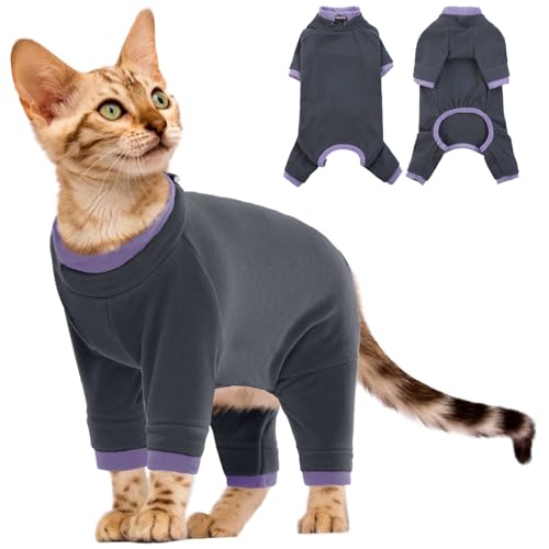 Katzen Winterkleidung: Pullover, Weste, Schlafanzug & Jumpsuit - Warm & Schützend für Vierbeiner (Schwarz, L)