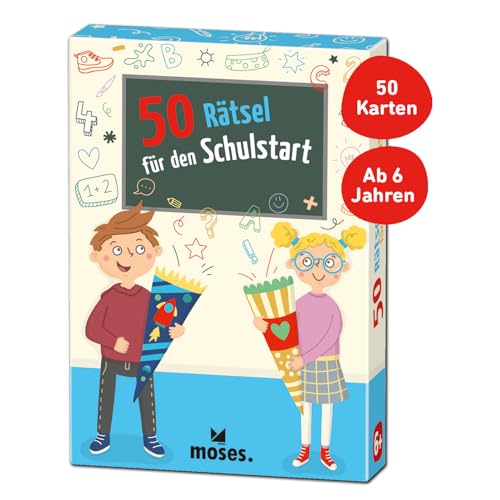 moses. 50 Rätsel für den Schulstart, Kartenspiel ab 6 Jahren, Geschenk zur Einschulung