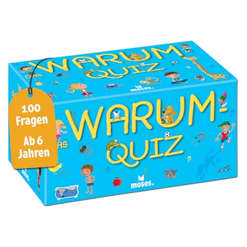 moses. Das Warum-Quiz, Kinder Wissensquiz mit 100 spannenden Warum-Fragen, Kinderquiz rund um Allgemeinwissen, Ratespiel für neugierige Kids ab 6 Jahren, White