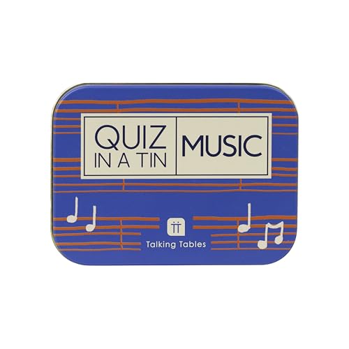 Talking Tables 100 Music Trivia Quiz Cards – Wichtelgeschenk für Musikfreunde – Spaßige Fragekarten für unterwegs – Partyspiel für 2+ Spieler – Maße: 12x8x4 cm