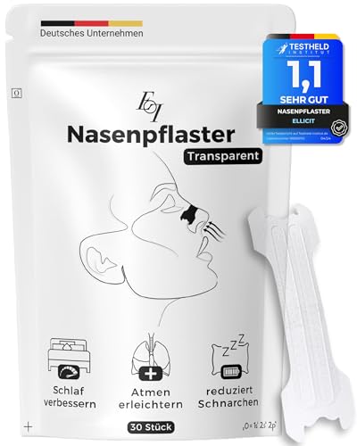 Ellicit Nasenpflaster Transparent 30 Stk Nose Strips für Schnarchen & Sport