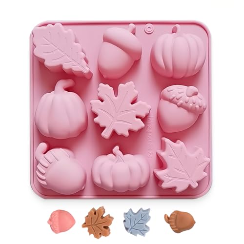 Herbst Silikon Schokoladenformen, Ahornblätter, Eicheln und Kürbisse Form, Backform, 3D Schokolade Süßigkeiten Formen für Herbst, Erntedankfest, Ernte Thema