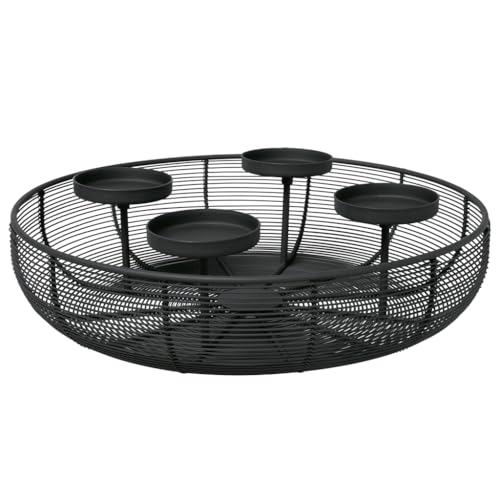 Villeroy & Boch - Black Xmas Adventskranz, 37x10cm, Weihnachtsdekoration aus Metall, Schwarz