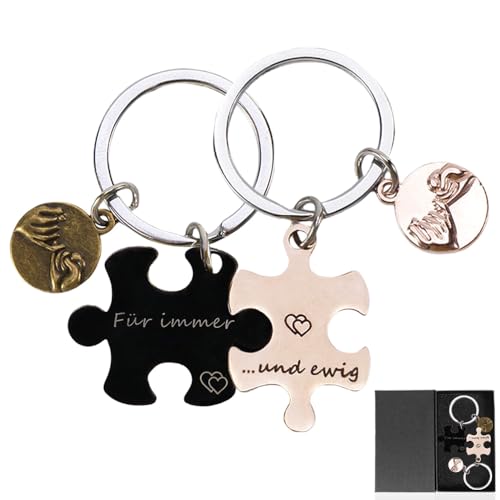 Boyfriend Gift Personalisierte Geschenke Schlüsselanhänger - Paar Geschenke für Beide Partner, Jahrestag Valentinstag Geschenke für Ihn Sie, Couple Geschenke mit Gravur Für Immer, und Ewig Puzzle
