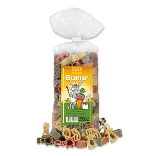Bull & Bear bunte Osterhasen Nudeln, 250g, Motivnudeln aus Hartweizengrieß, handgefertigt in deutscher Manufaktur, Pasta Geschenk zu Ostern