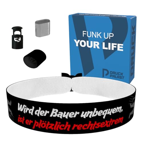 Wird der Bauer umbequem - Stoffarmband aus Satin - Robuste & langlebige Bauernprotest Armbänder - Handgefertigtes modisches Accessoire - Unisex Geschenk für Landwirte - Umweltbewusstes Armband