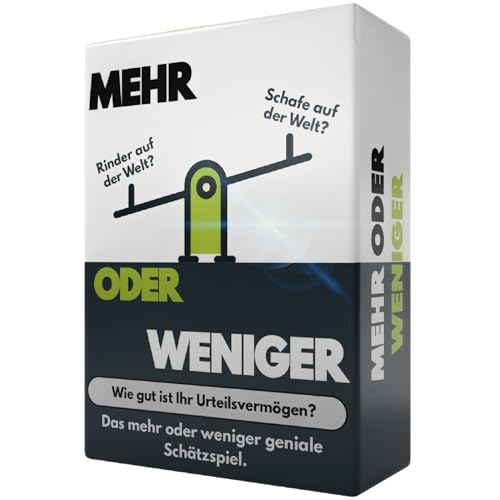 Mehr Oder Weniger Kartenspiel | Wie gut ist Ihr Urteilsvermögen? Kinder & Erwachsene | 2+ Spieler | Perfekt für Reisen und Urlaub