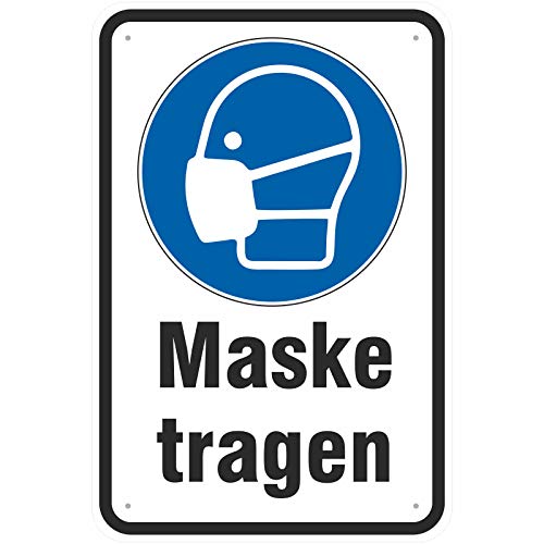 Schild 20 x 30 cm Maske Mund- und Nasenschutz tragen