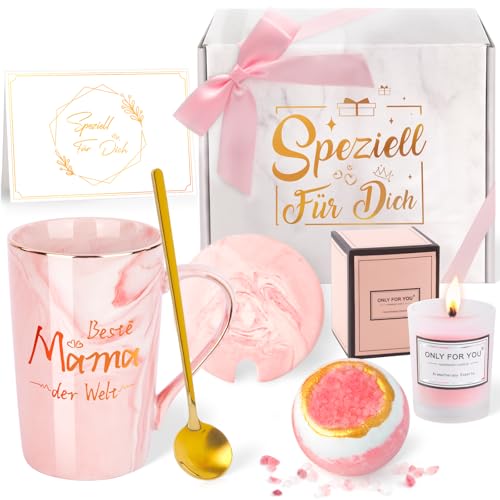 YiksunMY Geschenke für Mama, Geburtstagsgeschenk für Mama, Geschenk für Weihnachten, Mutter Geburtstag, 340ml Rosa Marmor Kaffeetasse