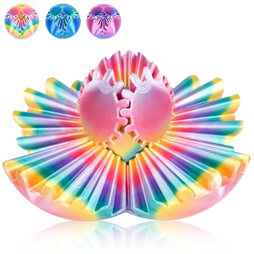 Gear Ball 3D gedrucktes Fidget Spielzeug Drehbare Zahnradkugel Stressabbau Schreibtischspielzeug Erwachsene und Kinder Geschenk für Weihnachten Wichteln (Glänzender Regenbogen, Durchmesser: 8,5 cm)