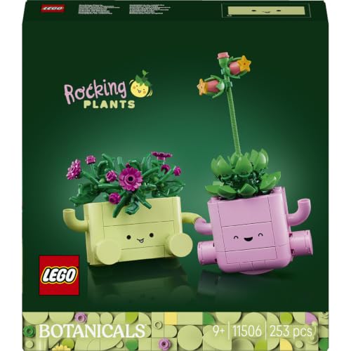 LEGO Botanicals Schaukelnde Pflanzen 11506 | Spielzeug ab 9 Jahren für Mädchen, 2 Kunstpflanzen & 2 pastellfarbene Blumentöpfe, Set mit Kunstblumen, Geschenk, 253 Teile