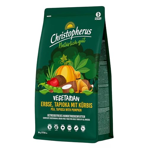 Christopherus Vegetarisches Trockenfutter für Hunde, Erbse + Tapioka, 8 kg