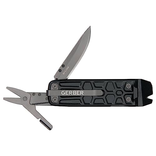 Gerber Multi-Tool mit 7 Funktionen, Messer mit glatter Klinge und Gürtelclip, Lockdown Slim Pry, Gusseisen/5Cr15MoV, Onyx, 30-001735
