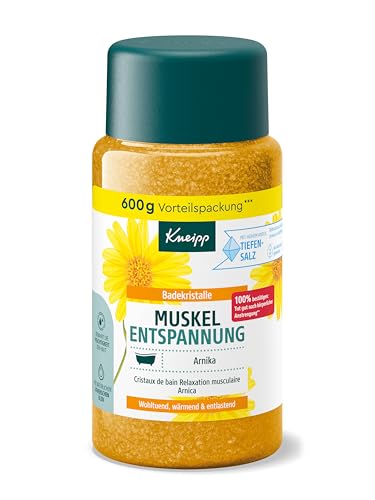 Kneipp Badekristalle Muskel Entspannung - Badezusatz mit wertvollem Extrakt der Arnika - wohltuend, wärmend, entlastend - 600 g