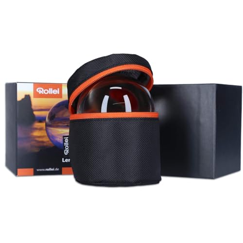 Rollei Lensball 90mm I Glaskugel I Kristallkugel I Foto-Kugel mit Aufbewahrungstasche & Mikrofaser Reinigungstuch für Glaskugel-Fotografie