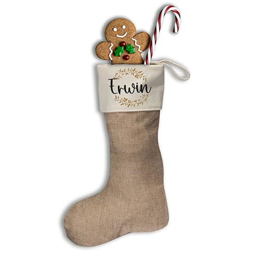 Nikolausstrumpf personalisiert mit Name Geschenkverpackung Weihnachten Jute Geschenksäckchen Kinder & Erwachsene Wichtelgeschenk Weihnachtssocke Nikolausstiefel Kamin